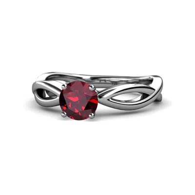 Pre-owned Trijewels Ruby Infinity Solitaire Engagement Ring 0.95 Carat In 14k White Gold Jp:111387 In Red