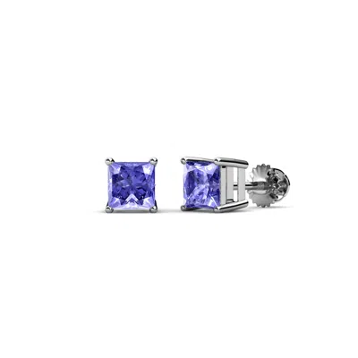 Pre-owned Trijewels Tanzanite 5.5mm Solitaire Stud Earrings 2.00 Ctw In 14k Gold Jp:64260 In Purple