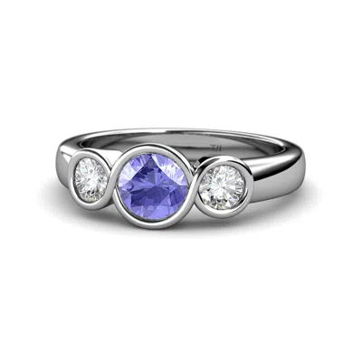 Pre-owned Trijewels Tanzanite & Diamond Infinity Three Stone Ring 1.82 Cttw In 14k Gold Jp:108924
