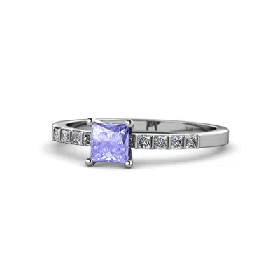 Pre-owned Trijewels Tanzanite & Diamond (si2-i1, G-h) Engagement Ring 0.84 Ct Tw In 14k Gold In G - H