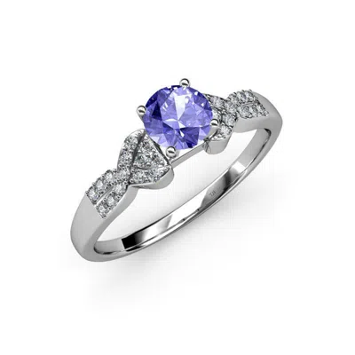 Pre-owned Trijewels Tanzanite & Diamond Solitaire Plus Engagement Ring 0.95 Ctw 14k Gold Jp:57914 In G - H