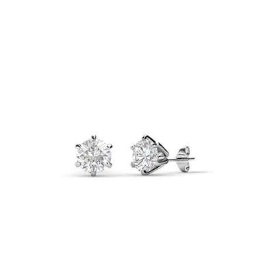 Pre-owned Trijewels White Sapphire 4mm Martini Solitaire Earrings 0.53 Ctw In 14k Gold Jp:66395