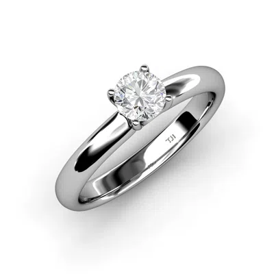 Pre-owned Trijewels White Sapphire 6 Mm Solitaire Engagement Ring 0.90 Ct In 14k Gold Jp:78074