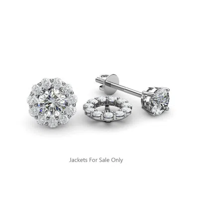 Pre-owned Trijewels White Sapphire Halo Jacket For Stud Earrings 1/2 Ctw In 14k Gold Jp:56600