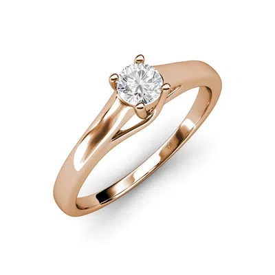 Pre-owned Trijewels White Sapphire Solitaire Engagement Ring 0.55 Ct In 14k Gold Jp:82789