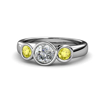 Pre-owned Trijewels Yellow & White Diamond Infinity Three Stone Ring 1.50 Cttw In 14k Gold Jp:108795
