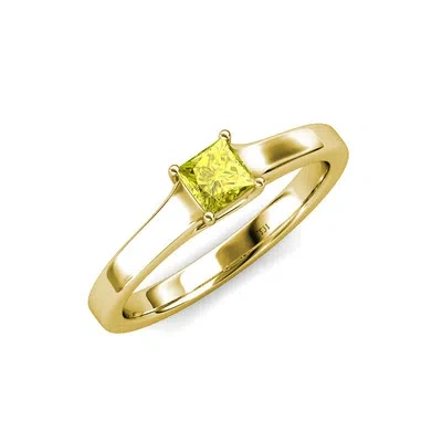Pre-owned Trijewels Yellow Diamond Princess Cut Solitaire Engagement Ring 0.75 Ct 14k Gold Jp:82753