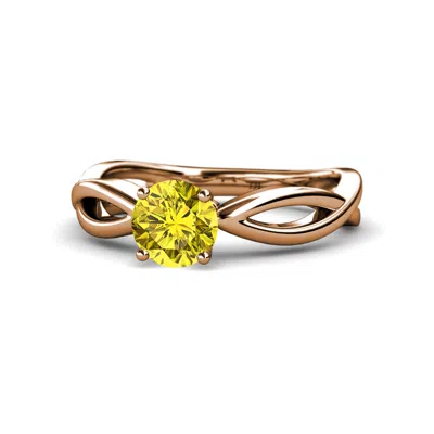 Pre-owned Trijewels Yellow Diamond Solitaire Engagement Ring 1.00 Carat In 14k Rose Gold Jp:111401