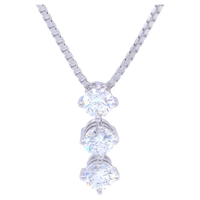 Pre-owned Trilogy 3 Diamond Drop Necklace In Platinum In Multi