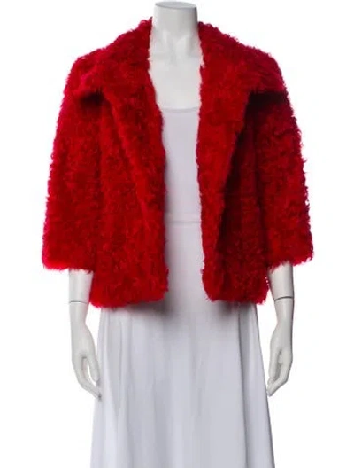 Pre-owned Trilogy Faux Fur Jacket In Red