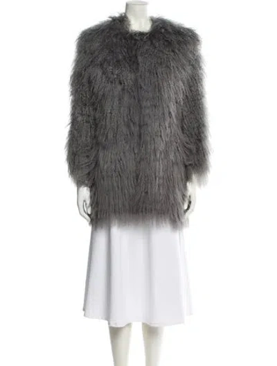 Pre-owned Trilogy Fur Faux Fur Coat In Gray