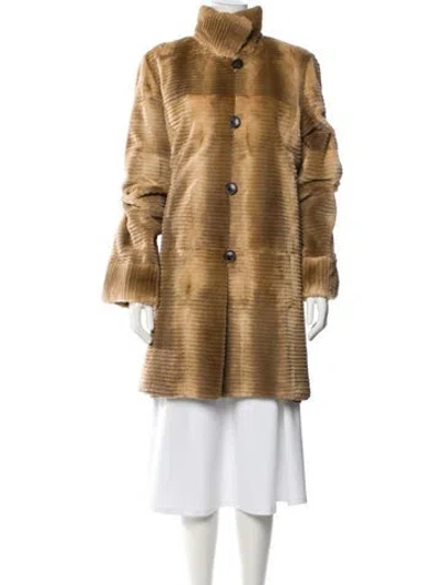 Pre-owned Trilogy Fur Faux Fur Coat In Neutral