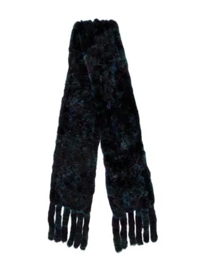 Pre-owned Trilogy Fur Scarf In Blue