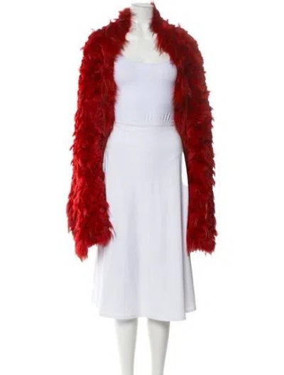 Pre-owned Trilogy Fur Scarf W/ Tags In Red