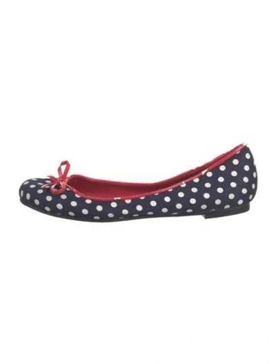 Pre-owned Trilogy Polka Dot Print Ballet Flats In Blue