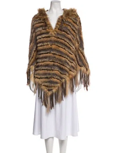 Pre-owned Trilogy Striped Fur Jacket In Brown