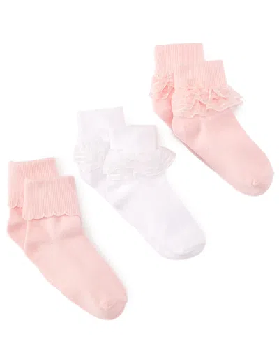 Trimfit Kids' 3-pack Decorative Socks, Little Girls & Big Girls In Multi