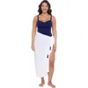 Trimshaper Adjustable Side Tie Tassel Pareo Swimsuit Coverup In White