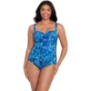 Trimshaper Averi Sweetheart Neckline One-piece Control Swimsuit In Blue