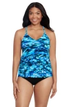 Trimshaper Bili Racerback Tankini Swimsuit Top In Blue