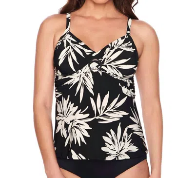 Trimshaper Rylee Ruffle Tiered Tankini Top In Photo Op In Black