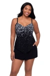 Trimshaper Hank Control Swim Romper With Pockets In Black