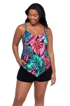 Trimshaper Hank Control Swim Romper With Pockets In Multi