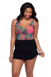 Trimshaper Julie Adjustable Skirt Control Swim Dress In Multi