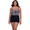 Trimshaper Laura Sweetheart Neckline Control Swimdress In Animal Print