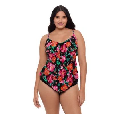 Trimshaper Lena 4 Tier Ruffle Tankini Swim Top