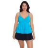 Trimshaper Leona V-neckline Tankini Swim Top In Blue