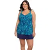 Trimshaper Lily V-neckline Tankini Swimsuit Top In Blue