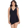 Trimshaper Lola Surplice Swimdress In Black