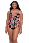Trimshaper Maddie Square Neck Tankini Swimsuit Top In Black