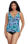 Trimshaper Molly Double Ring Tankini Swimsuit Top In Multi