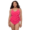 Trimshaper Rachel 5 Tier Ruffle Tankini Swimsuit Top In Pink