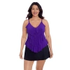 Trimshaper Rachel 5 Tier Ruffle Tankini Swimsuit Top In Purple