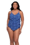 Trimshaper Rachel 5 Tier Ruffle Tankini Swimsuit Top In Blue
