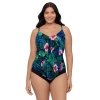 Trimshaper Ronnie 2 Tier Ruffle Tankini Swimsuit Top In Green