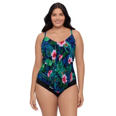 Trimshaper Ronnie 2 Tier Ruffle Tankini Swimsuit Top