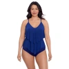 Trimshaper Ronnie 2 Tier Ruffle Tankini Swimsuit Top In Black