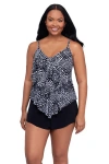 Trimshaper Ronnie 2 Tier Ruffle Tankini Swimsuit Top In Black