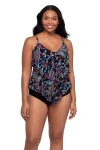 Trimshaper Ronnie 2 Tier Ruffle Tankini Swimsuit Top In Multi