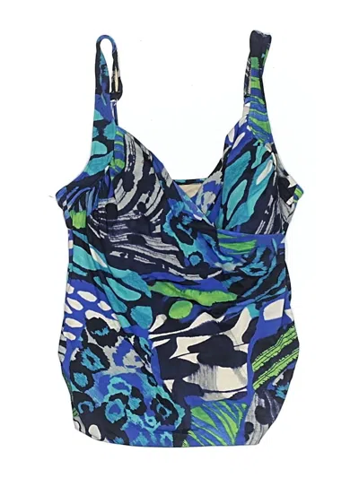 Pre-owned Trimshaper Swimsuit Top Blue Print Pattern Swimwear