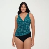 Trimshaper Womens Dots Moderate Coverage One Piece Swimsuit In Blue