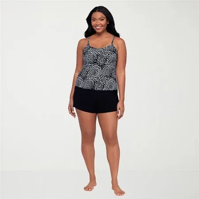 Trimshaper Womens Floral Moderate Coverage One Piece Swimsuit In Black