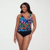 Trimshaper Womens Floral Moderate Coverage One Piece Swimsuit In Multi