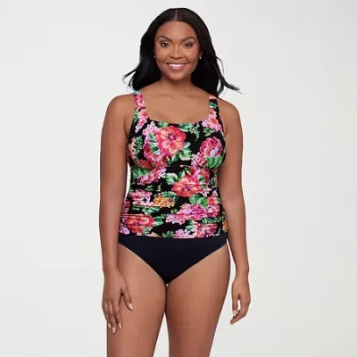 Trimshaper Womens Floral Moderate Coverage One Piece Swimsuit In Multi
