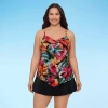 Trimshaper Womens Leaf Plus Tankini Swimsuit Top In Multi