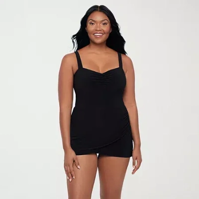 Trimshaper Womens Swim Dress In Black